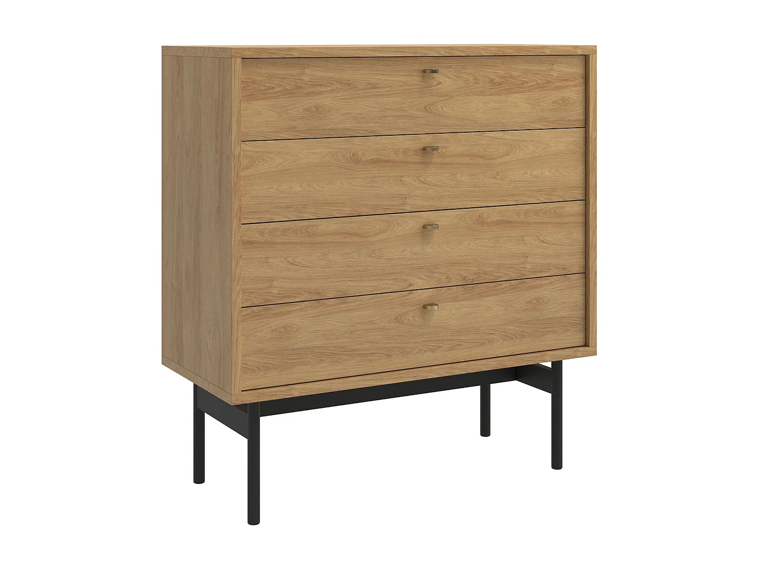 Commode à quatre tiroirs - 85 cm - couleur du bois de caryer - OLAR