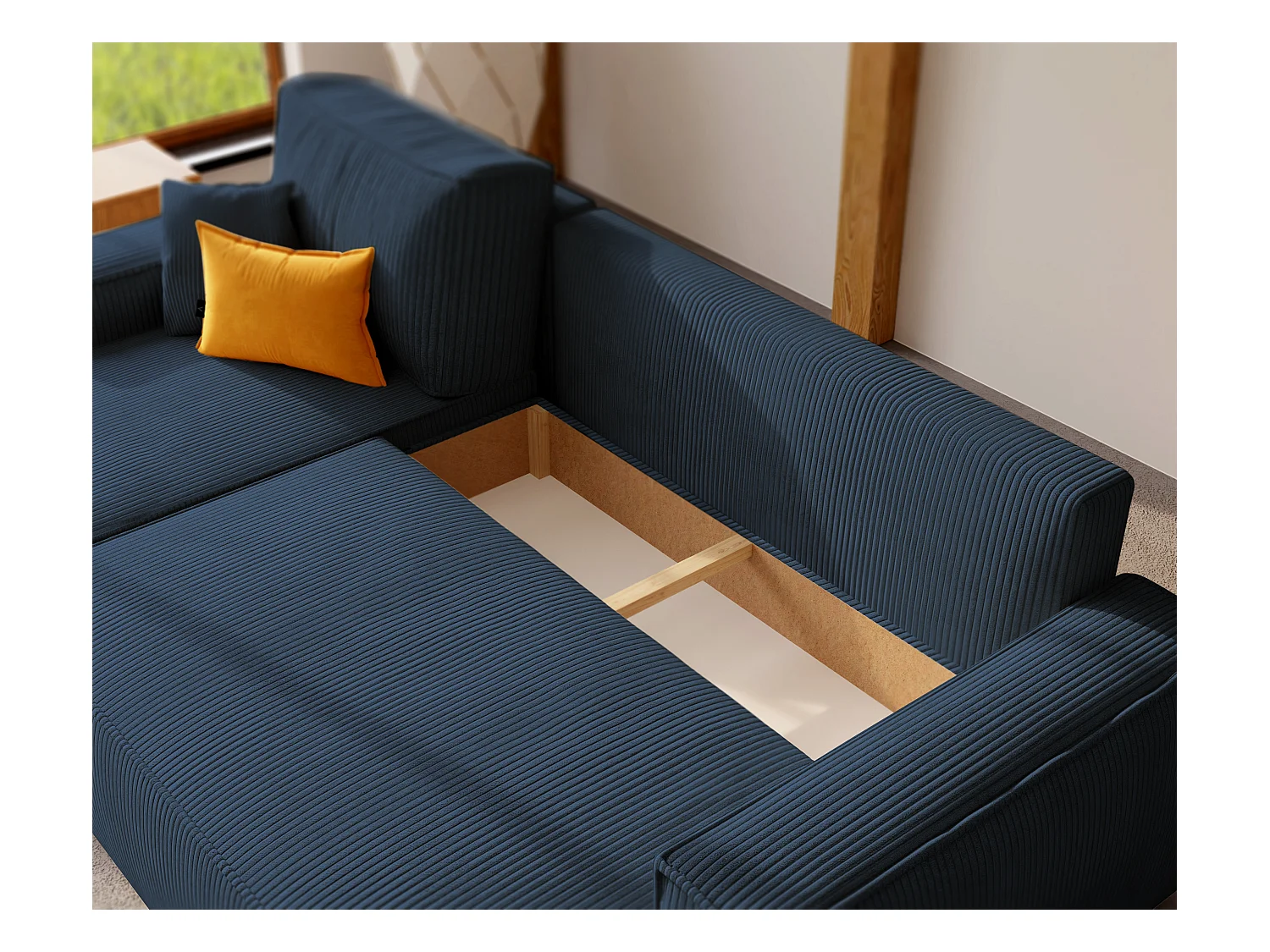 Canapé d'angle Paris réversible convertible en tissu Bleu