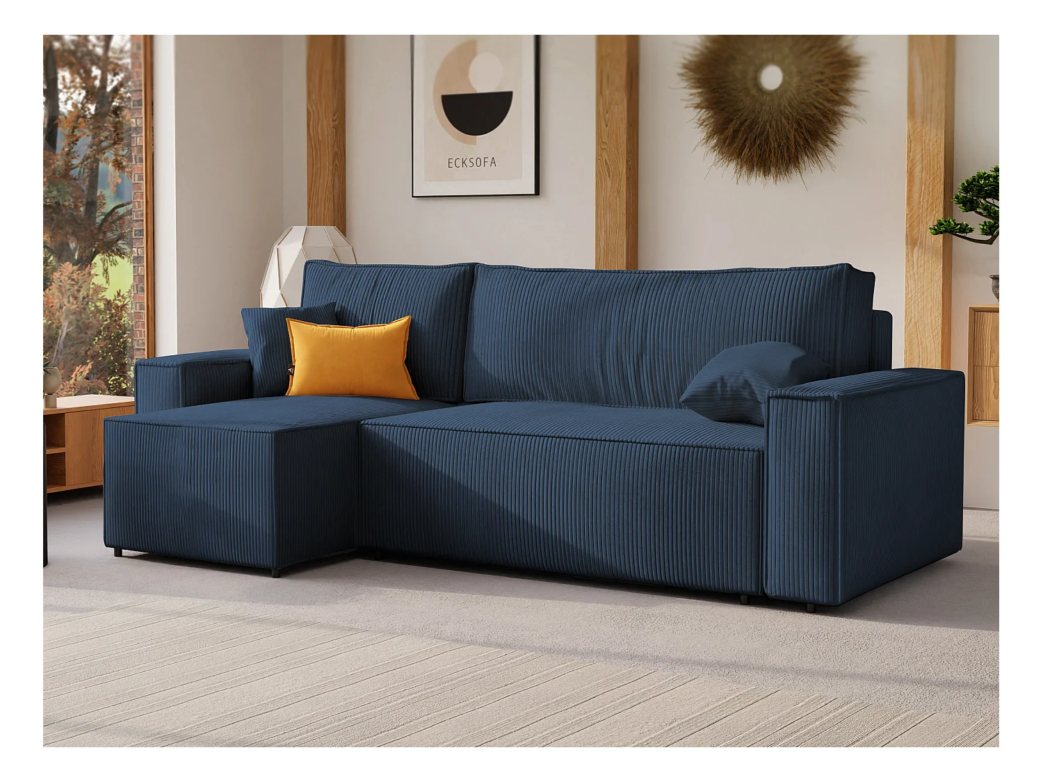 Canapé d'angle Paris réversible convertible en tissu Bleu