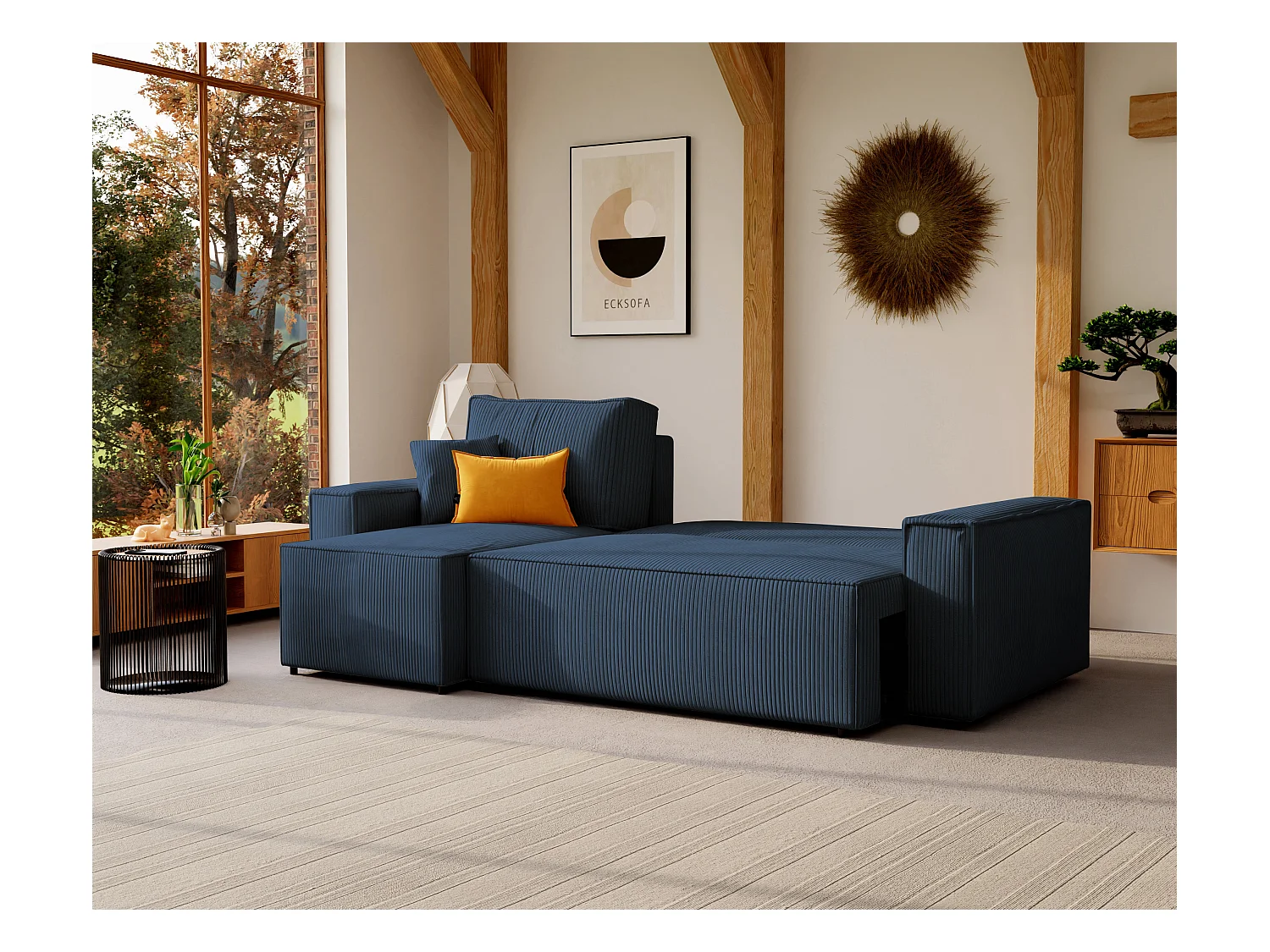 Canapé d'angle Paris réversible convertible en tissu Bleu