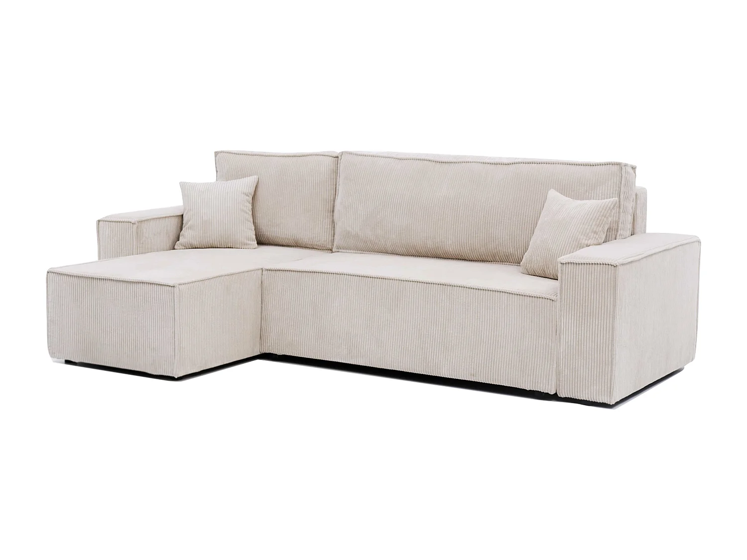 Ecksofa Paris, umkehrbar, in beigem Stoff umwandelbar.