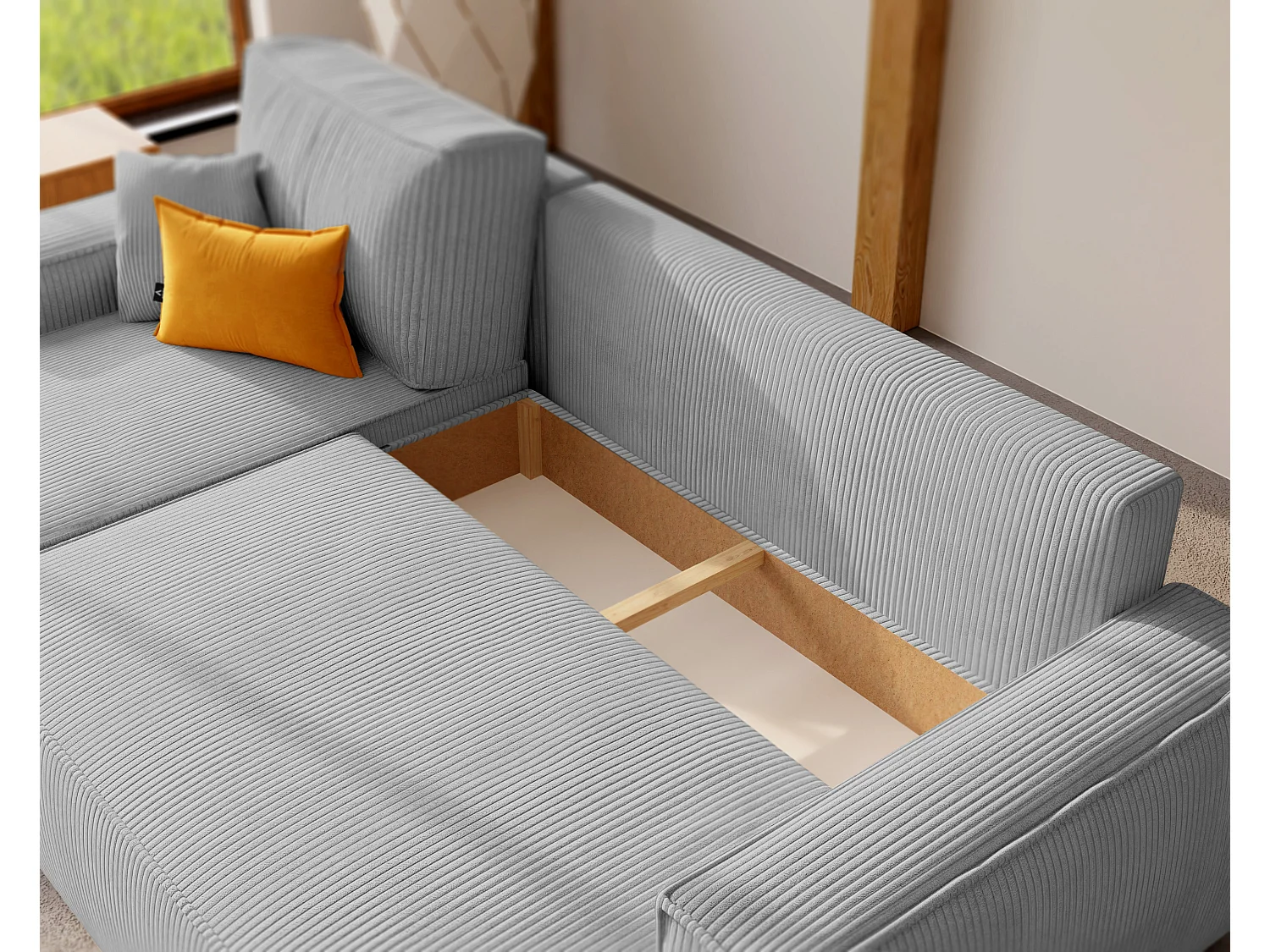 Ecksofa Paris, umwandelbar, in Grau3 Stoff.