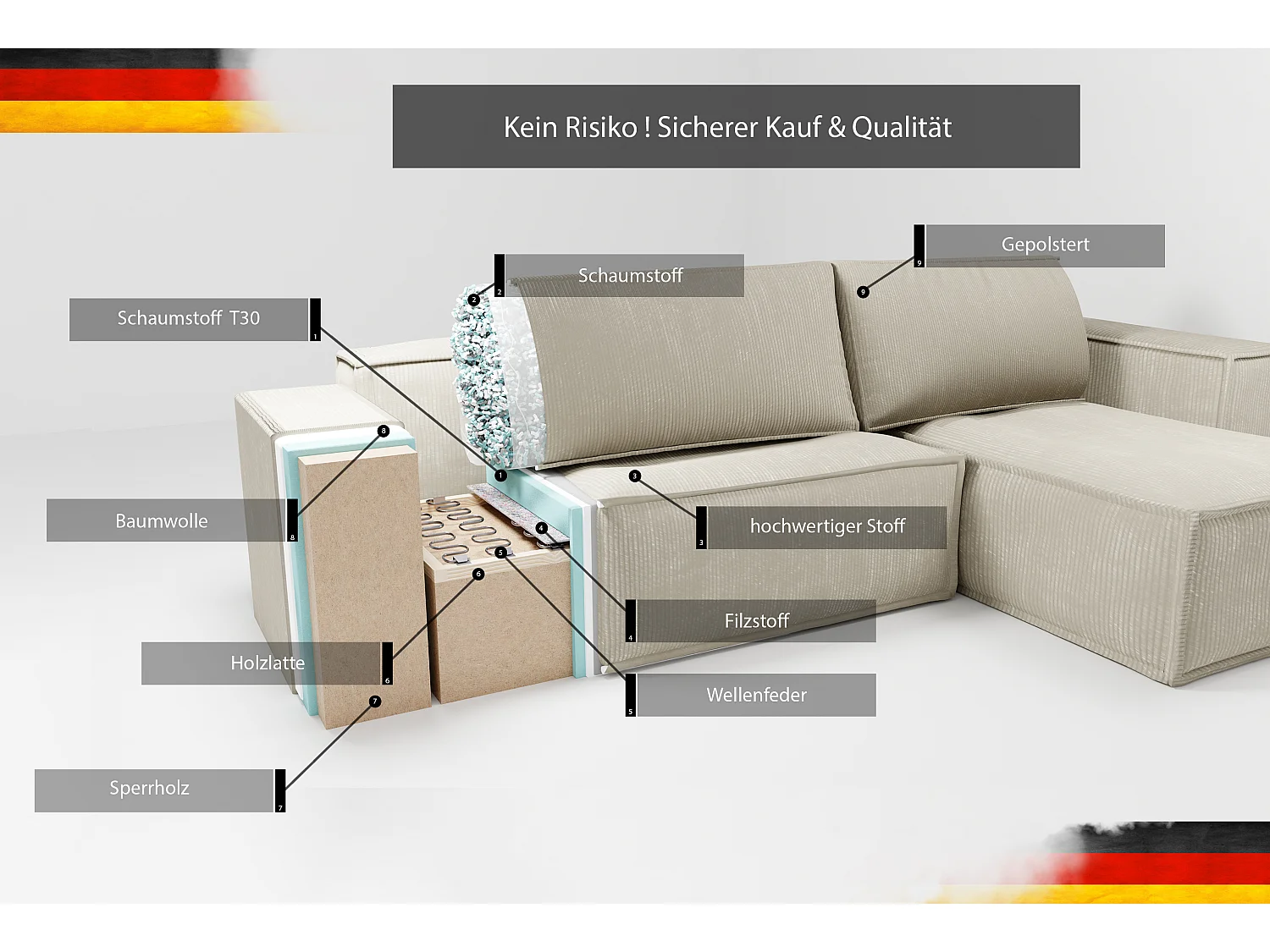Hoekslaapbank Parijs omkeerbaar om te bouwen tot stof Grijs3