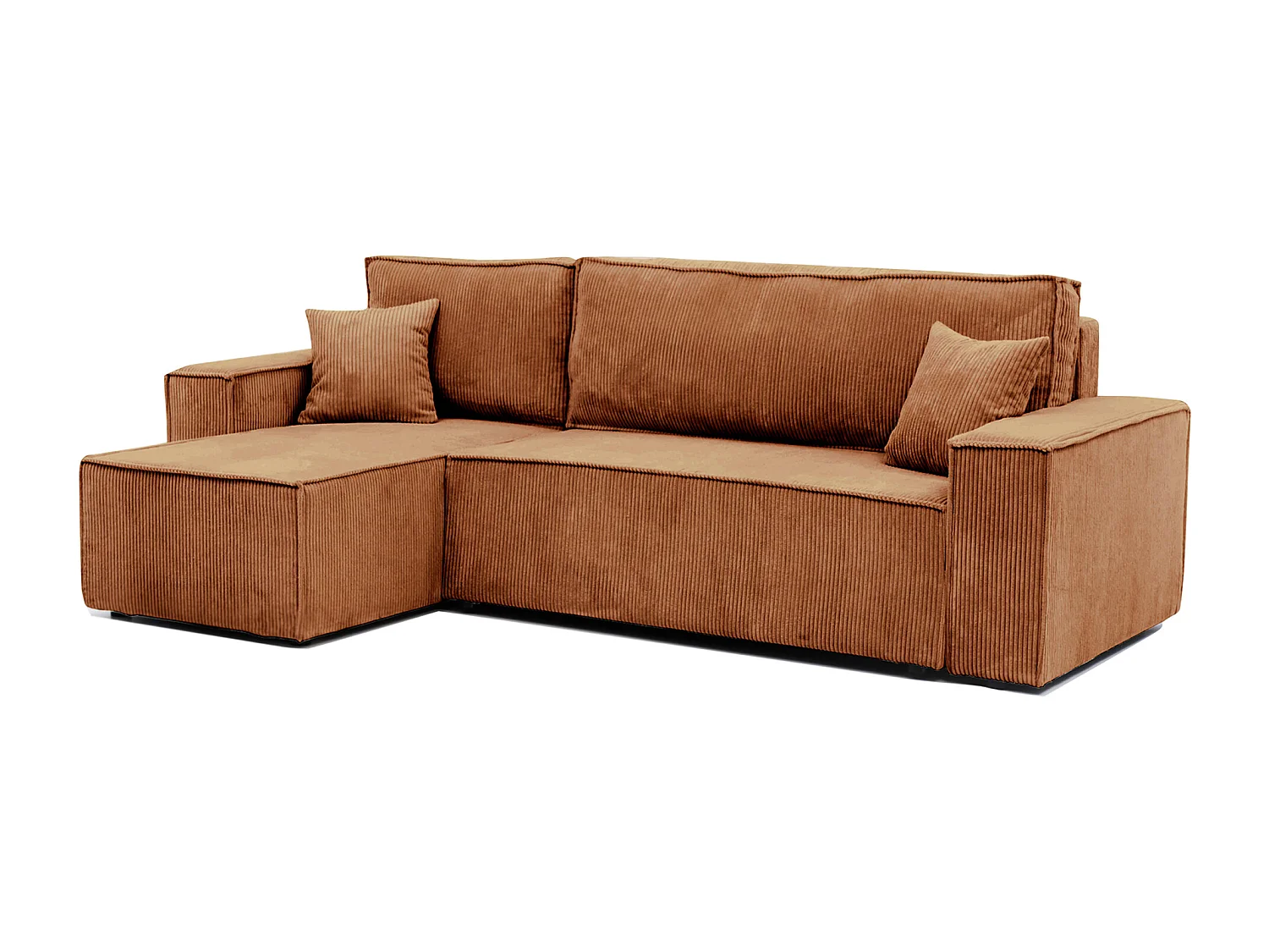 Canapé d'angle Paris réversible convertible en tissu Marron