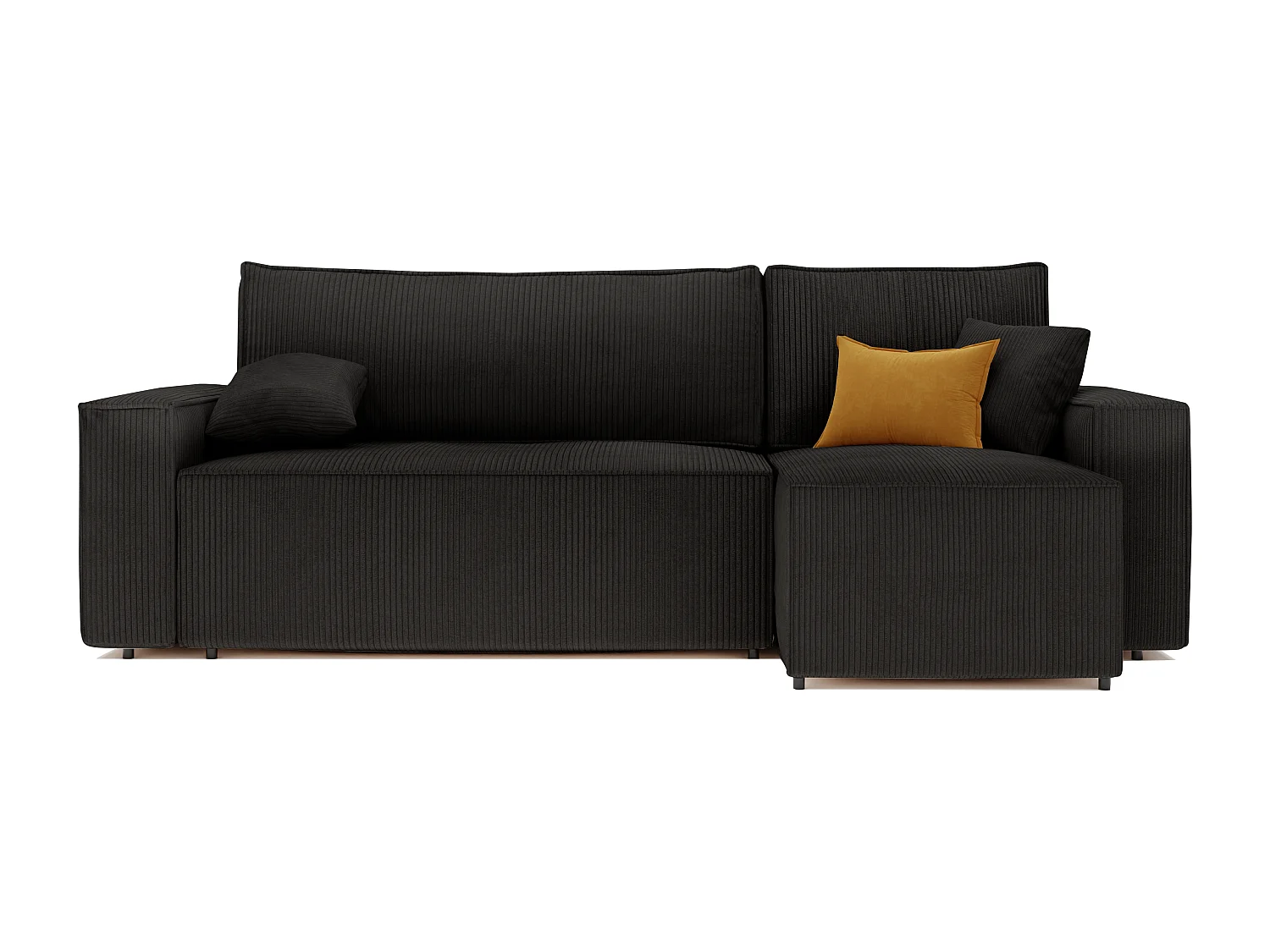 Ecksofa Paris, umkehrbar, in Schwarzem Stoff umwandelbar.