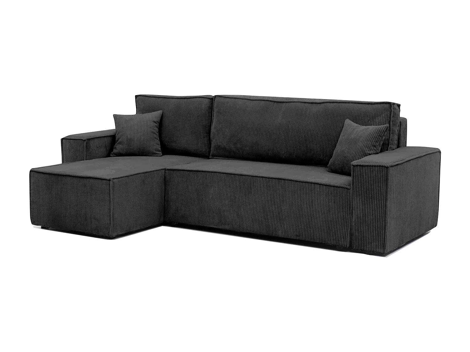 Ecksofa Paris, umkehrbar, in Schwarzem Stoff umwandelbar.