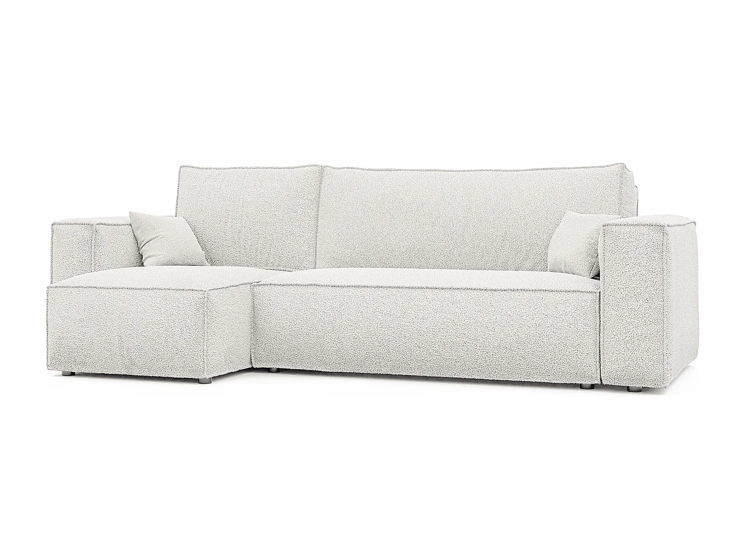 Ecksofa Paris, umkehrbar, in Bouclé-Stoff Creme umwandelbar.