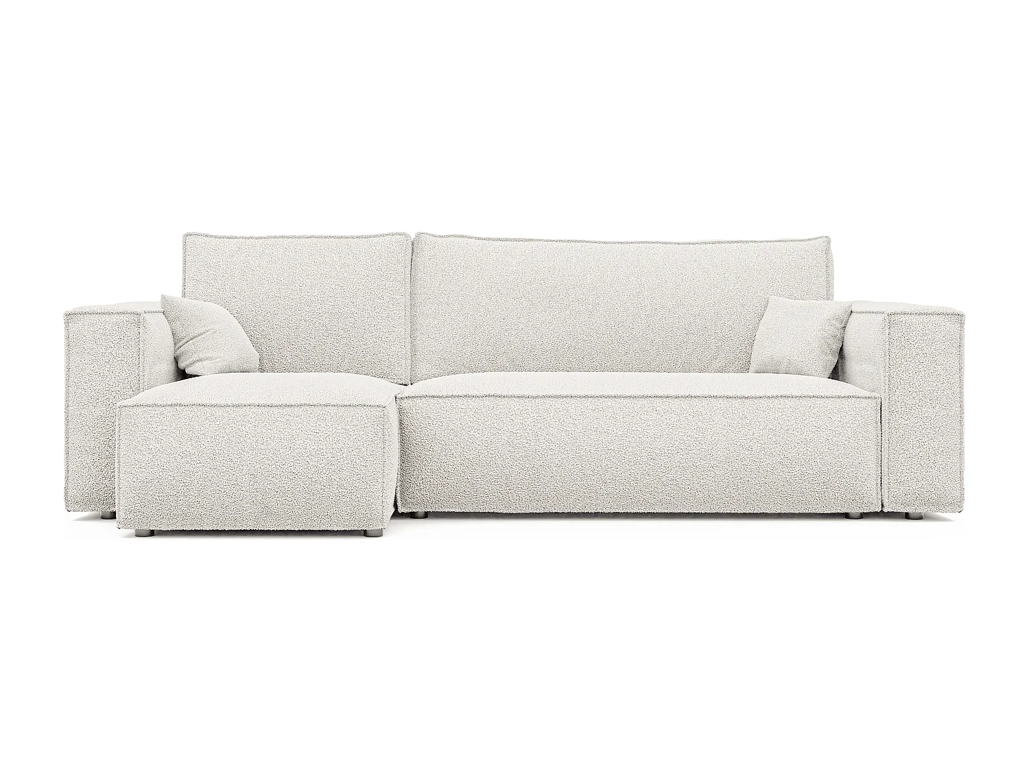 Ecksofa Paris, umkehrbar, in Bouclé-Stoff Creme umwandelbar.
