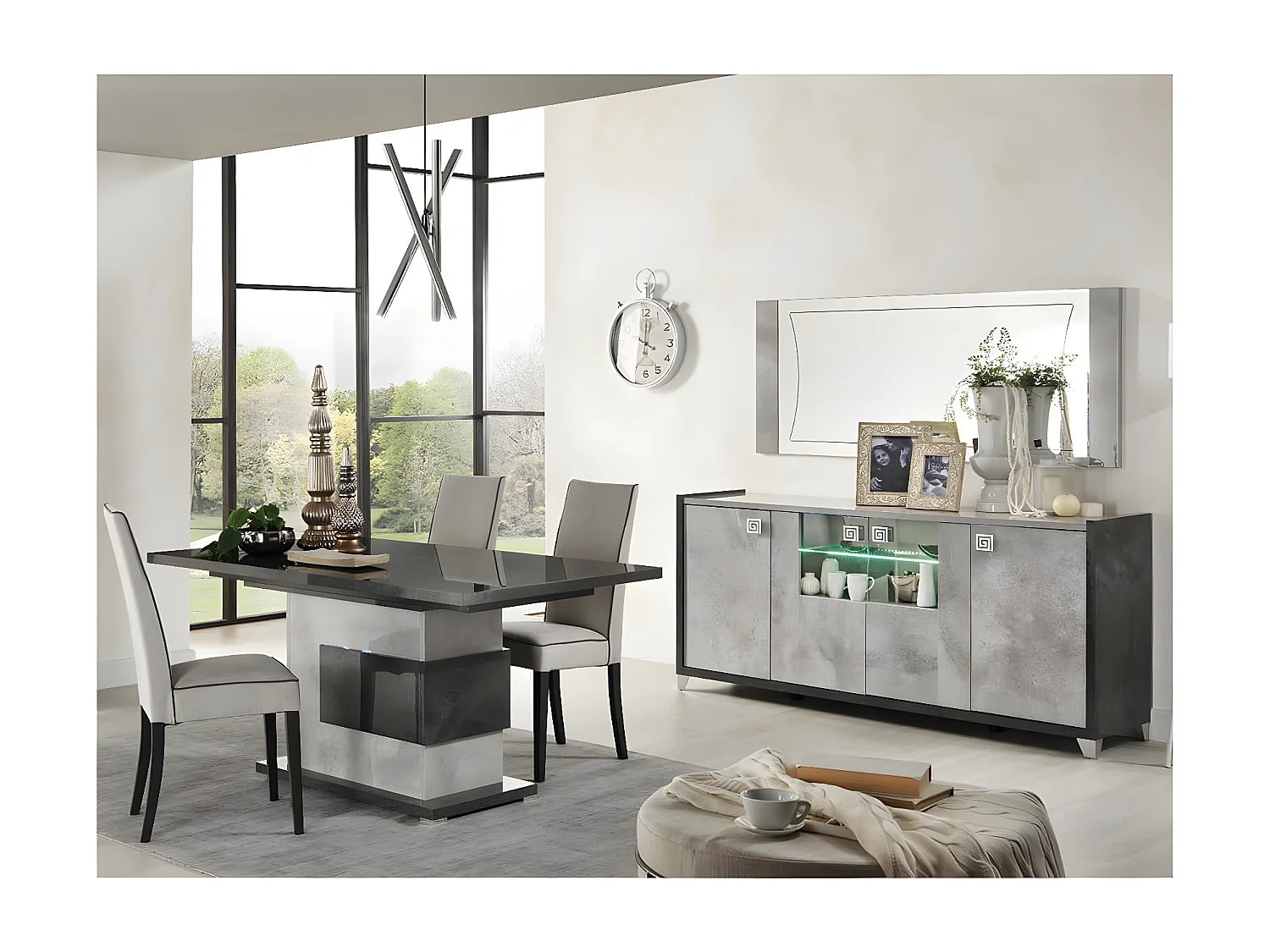 HOFFMAN - Miroir pour Buffet Gris Aspect Pierre