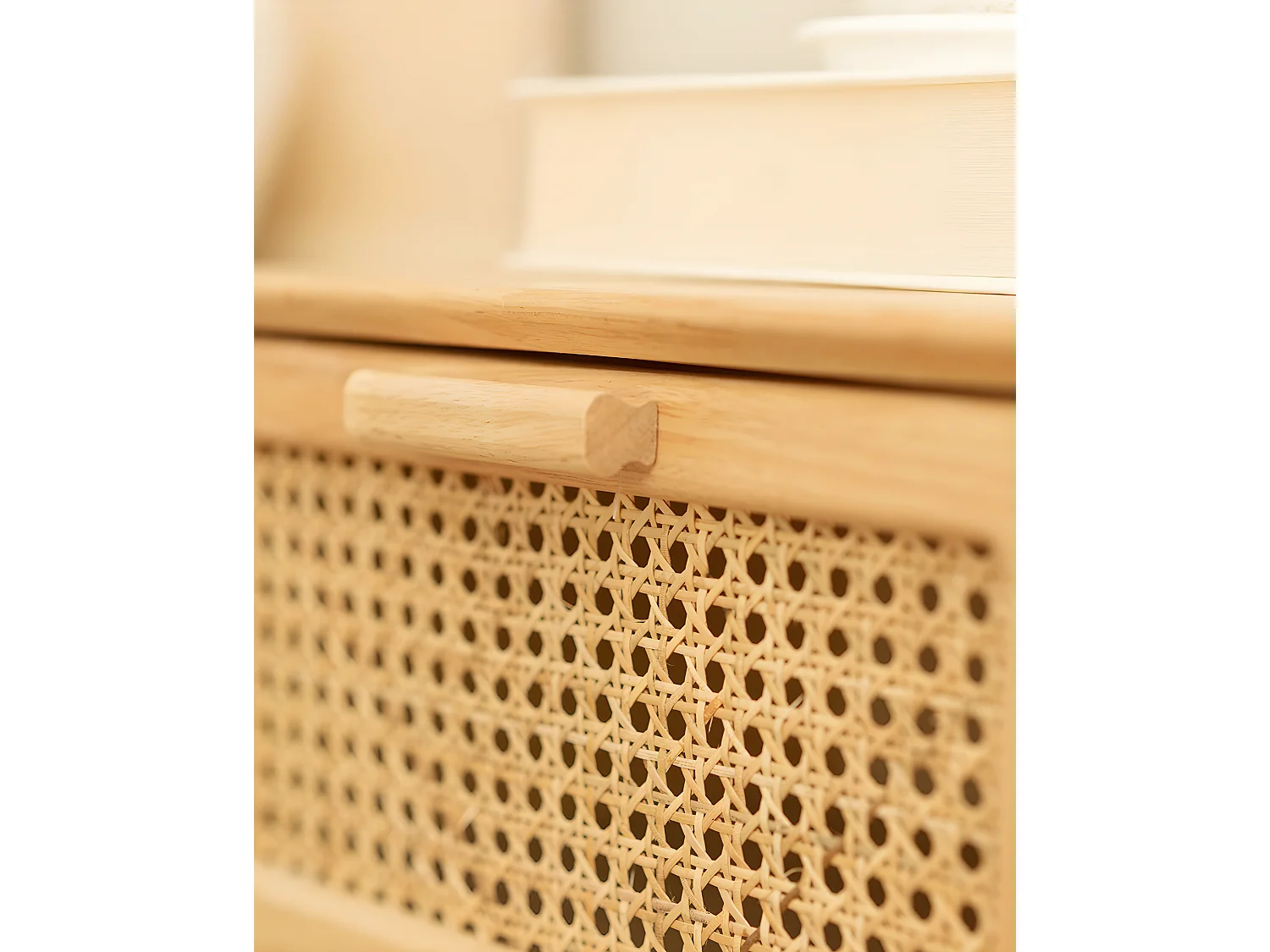 Lot de 2 tables de chevet en bois d'hévéa avec deux tiroirs 54x40cm