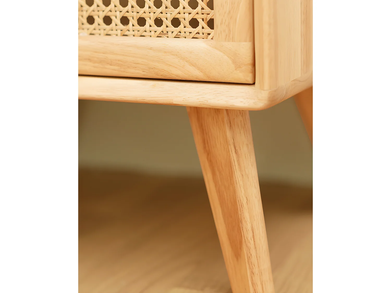 Lot de 2 tables de chevet en bois d'hévéa avec deux tiroirs 54x40cm