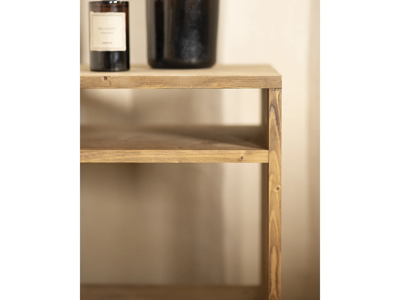 Comodino in legno massello in colore rovere scuro 50,5x32cm - HERA  - DECOWOOD