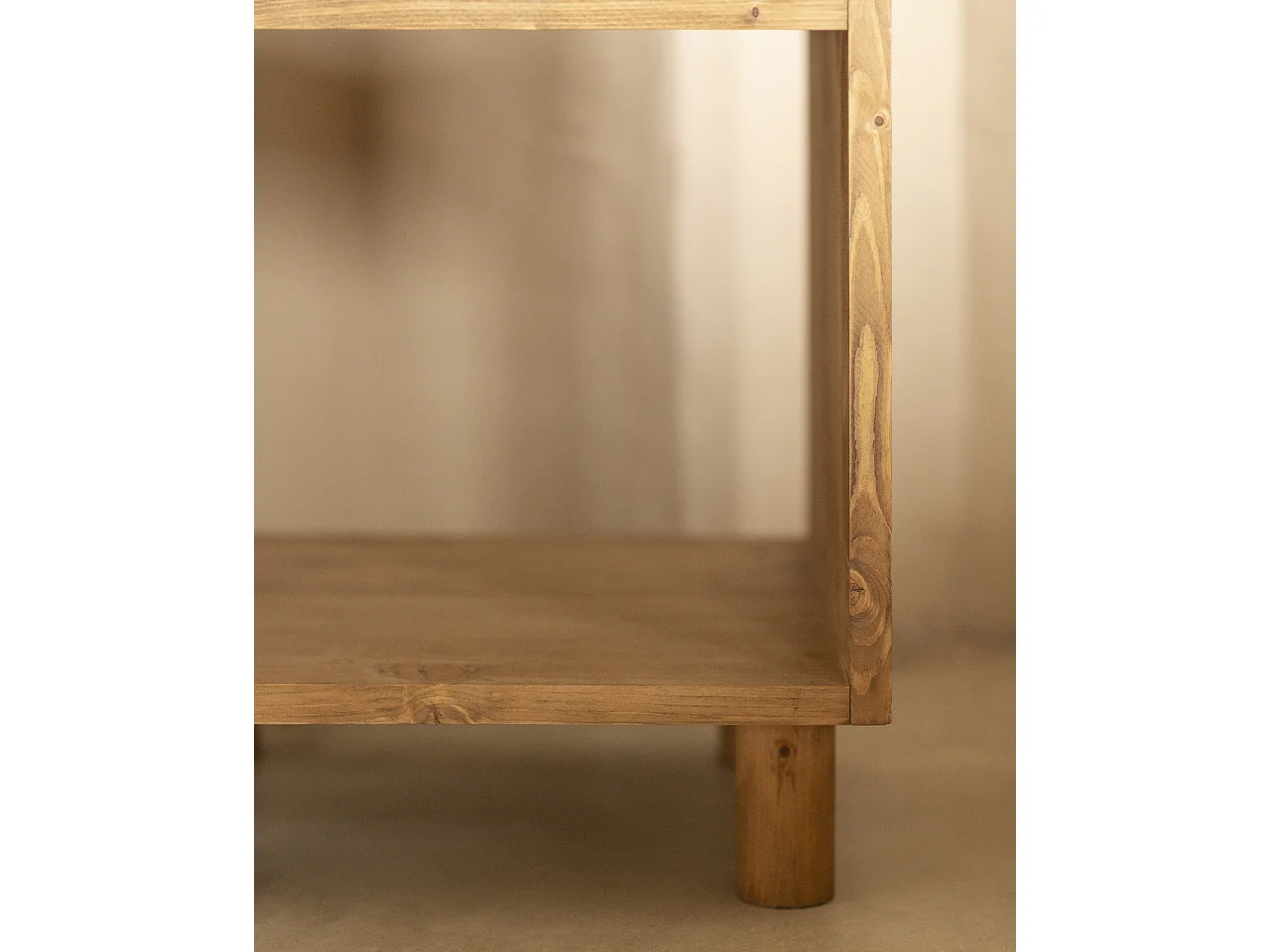 Comodino in legno massello in colore rovere scuro 50,5x32cm - HERA  - DECOWOOD