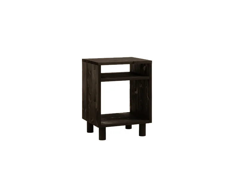 Mesita de noche de madera maciza Decowood en tono negro de 50,5x32cm - HERA  - DECOWOOD