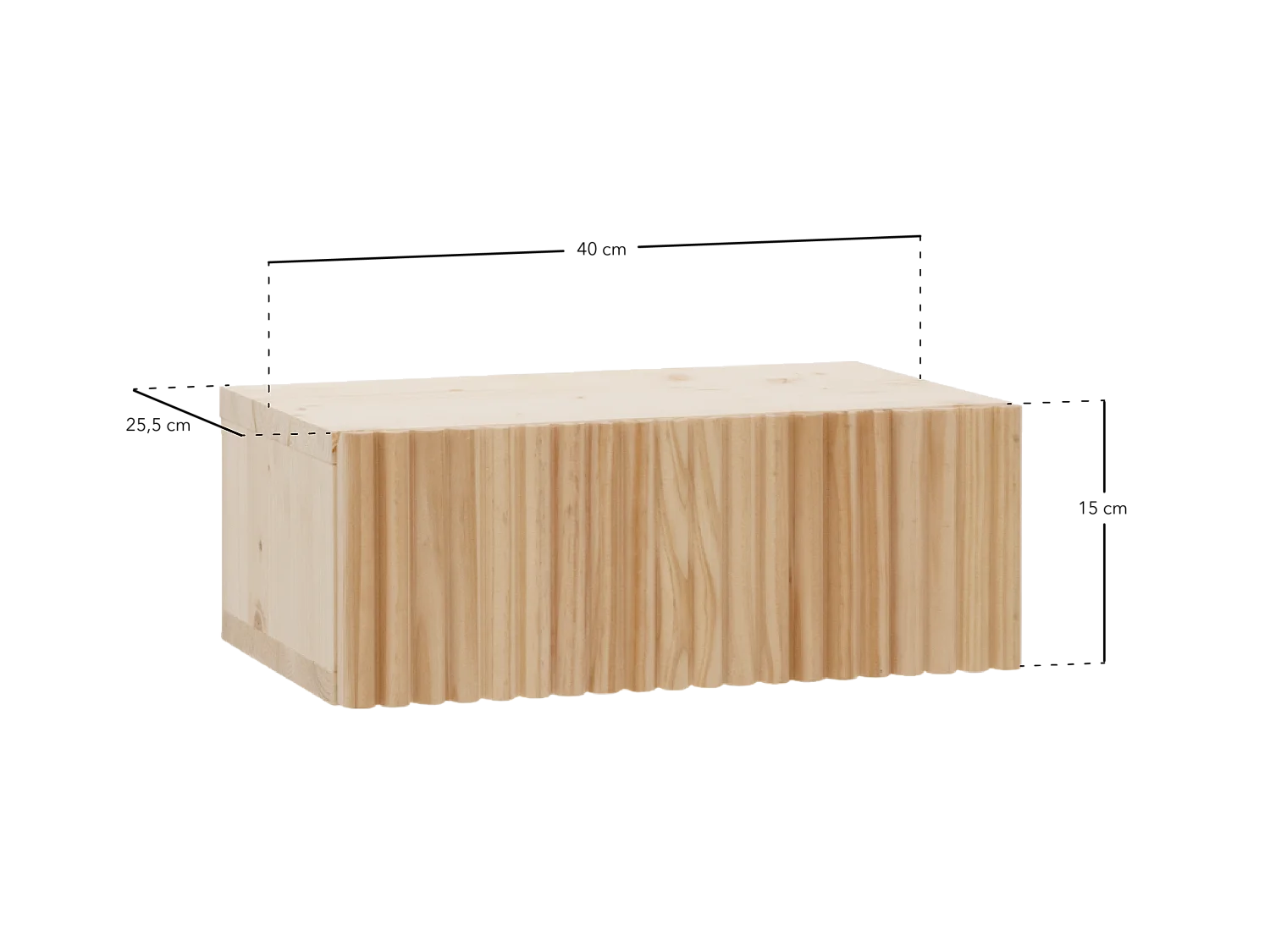 Mesita de noche de madera maciza flotante Decowood en tono roble oscuro de 40cm - BALI - DECOWOOD