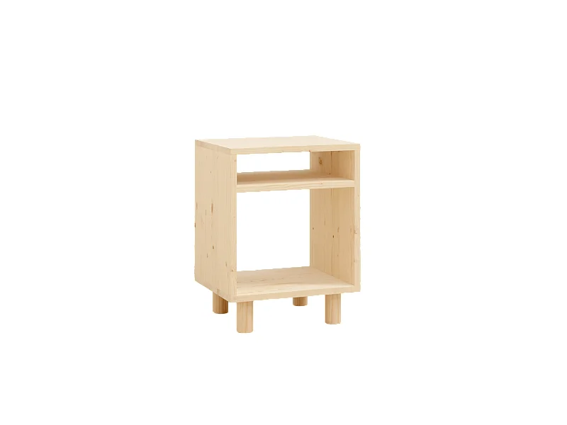 Comodino in legno massello in colore naturale di 50,5x32cm - HERA  - DECOWOOD