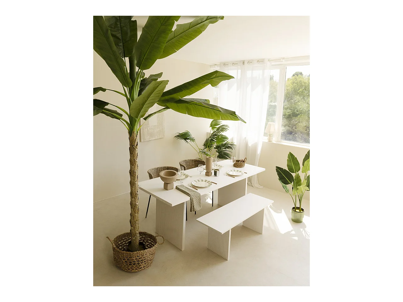 Banc en bois de pin blanc 120x45cm - BALI - DECOWOOD