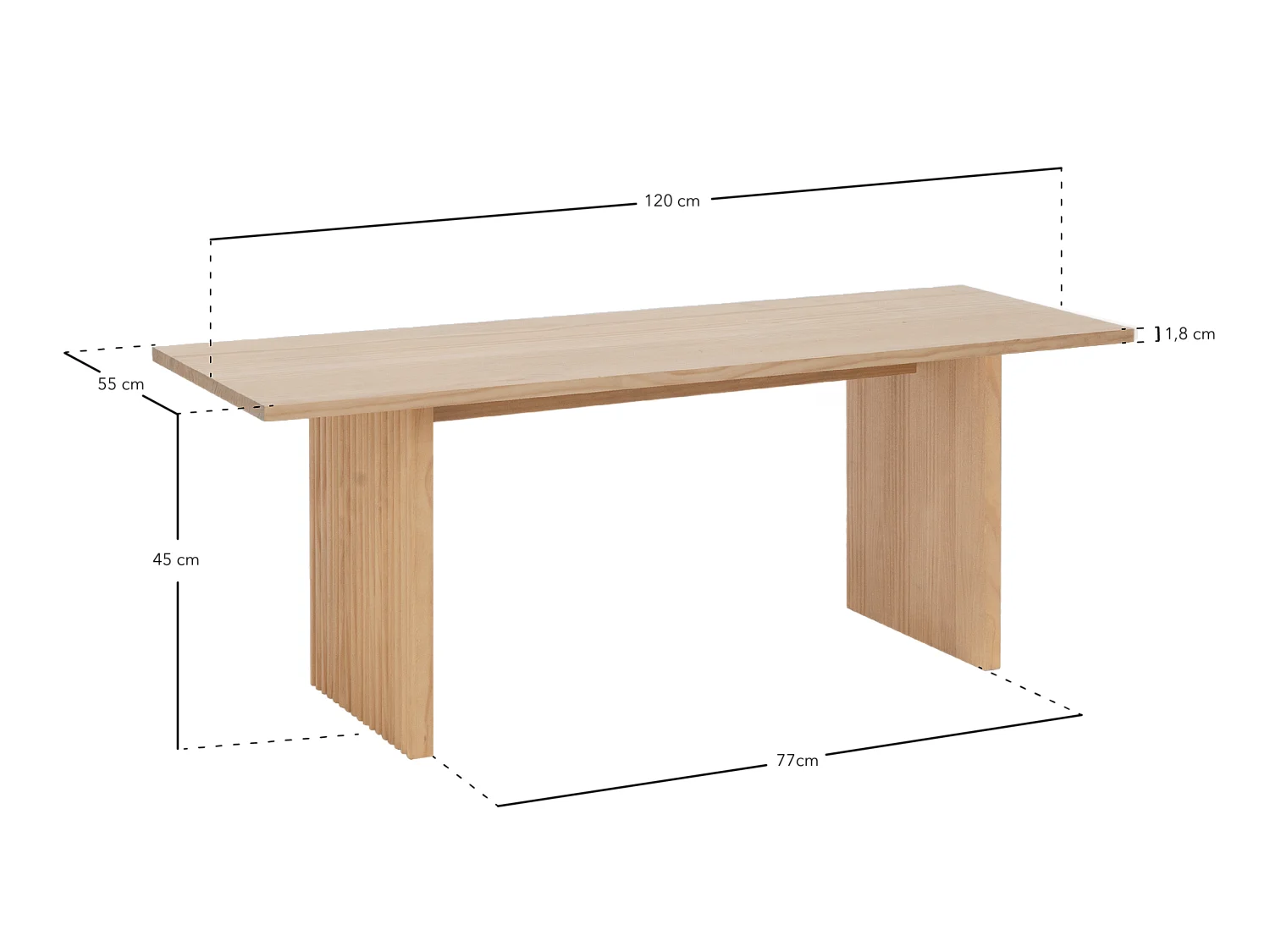 Banc en bois de pin blanc 120x45cm - BALI - DECOWOOD