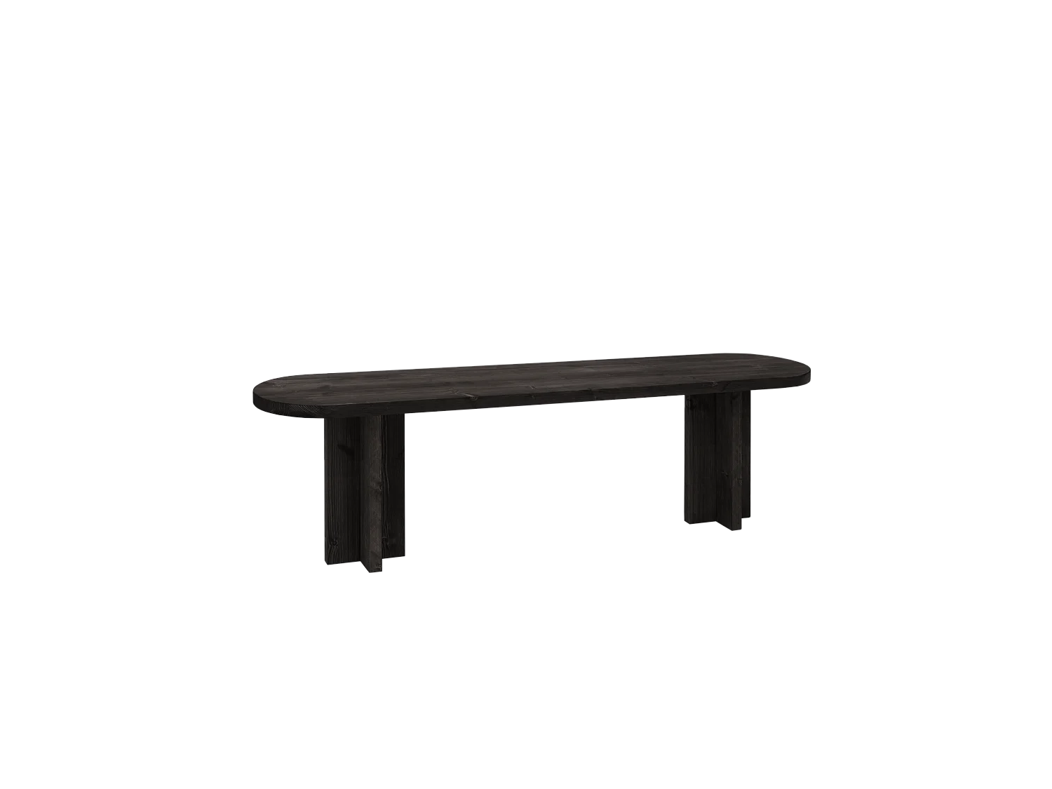 Panca ovale in legno masello in tono nero 140x45cm - TOKYO - DECOWOOD