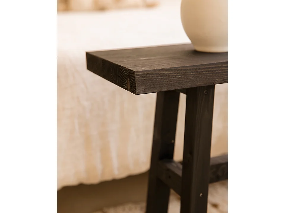 Banqueta de madera maciza en tono negro de 100x50cm - BATÁN - DECOWOOD
