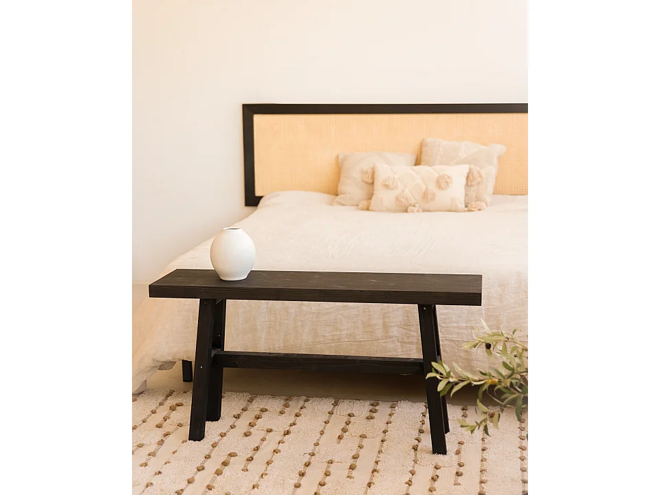 Banqueta de madera maciza en tono negro de 100x50cm - BATÁN - DECOWOOD