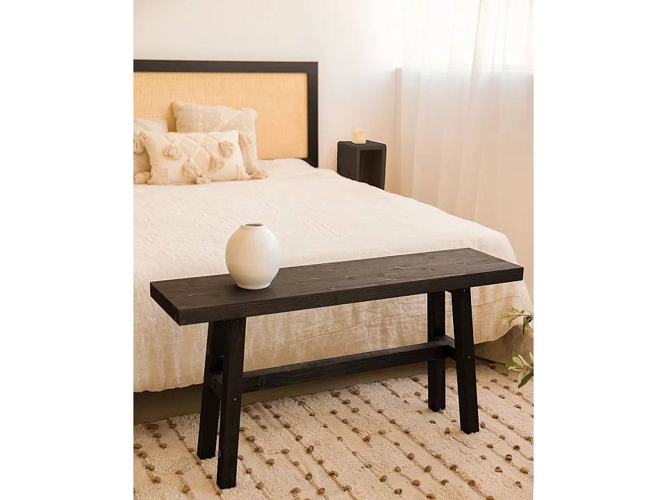 Banc en bois de sapin noir 100x50cm - BATÁN - DECOWOOD