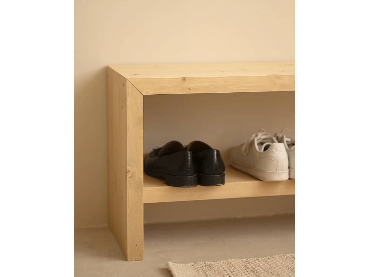 Panca per sacrpe in legno massello in tono rovere medio 145x45cm - TELVA - DECOWOOD