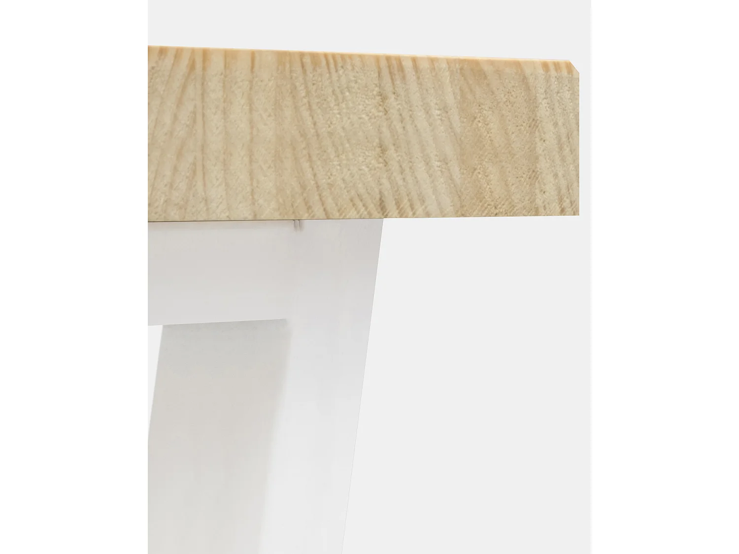 Banco de madera de pino rectangular Decowood para interiores en color natural con patas de hierro blancas de 180cm estilo industrial - NOA - DECOWOOD