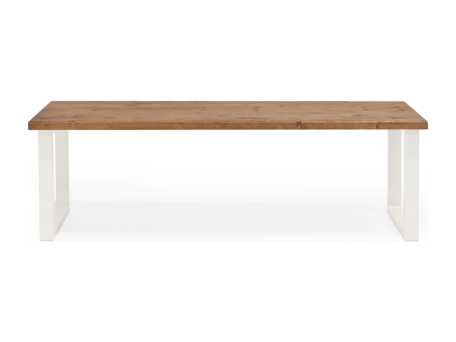 Banc en bois de pin et fer vieilli et blanc 140x45cm