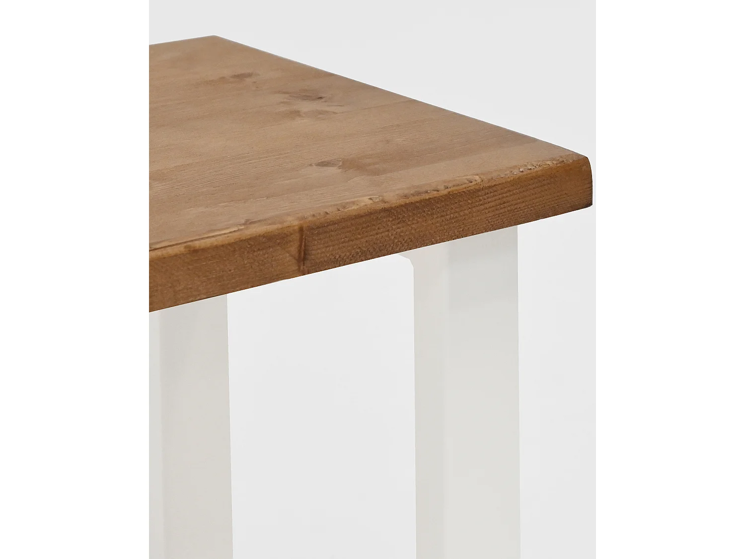Banc en bois de pin et fer vieilli et blanc 140x45cm