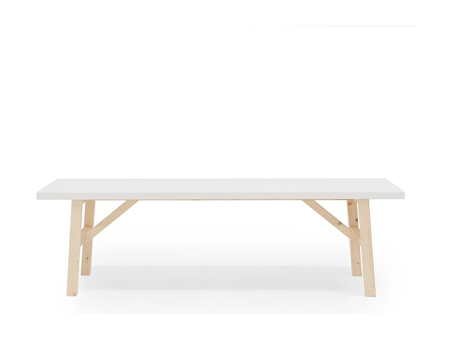 Panca rettangolare in legno masello in tono bianco 115x45cm - SIEP - DECOWOOD