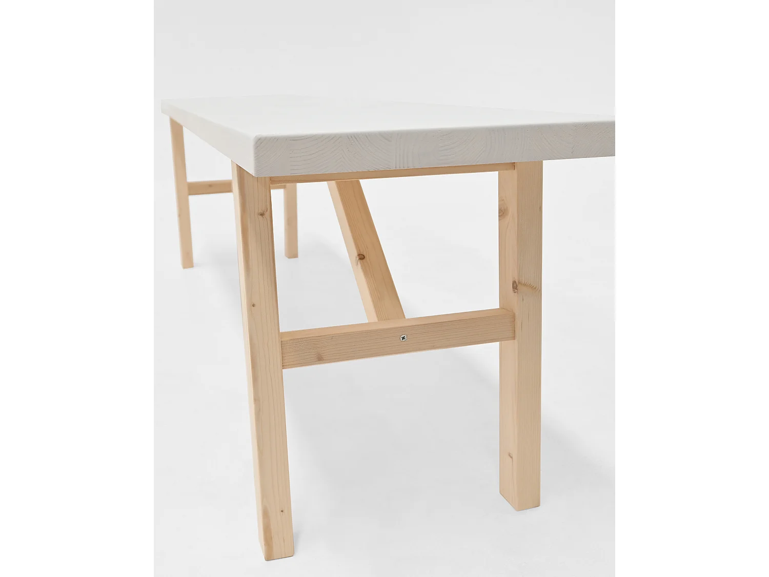 Panca rettangolare in legno masello in tono bianco 115x45cm - SIEP - DECOWOOD