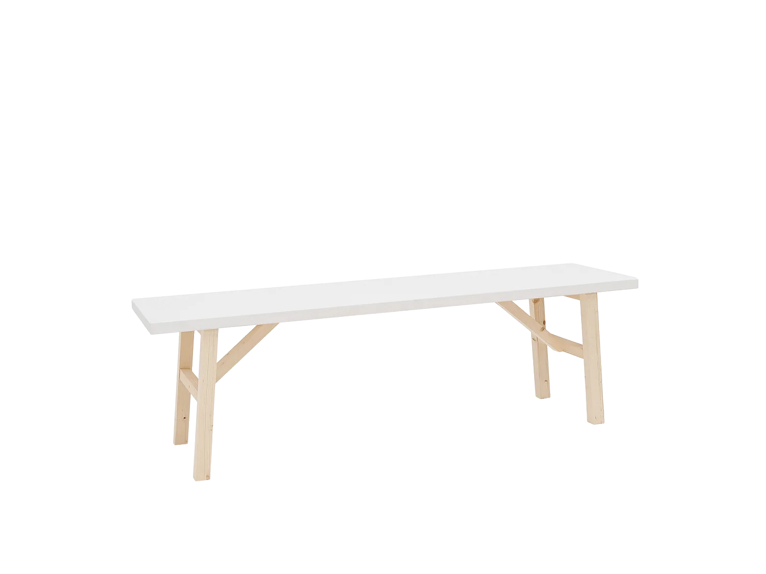 Panca rettangolare in legno masello in tono bianco 115x45cm - SIEP - DECOWOOD
