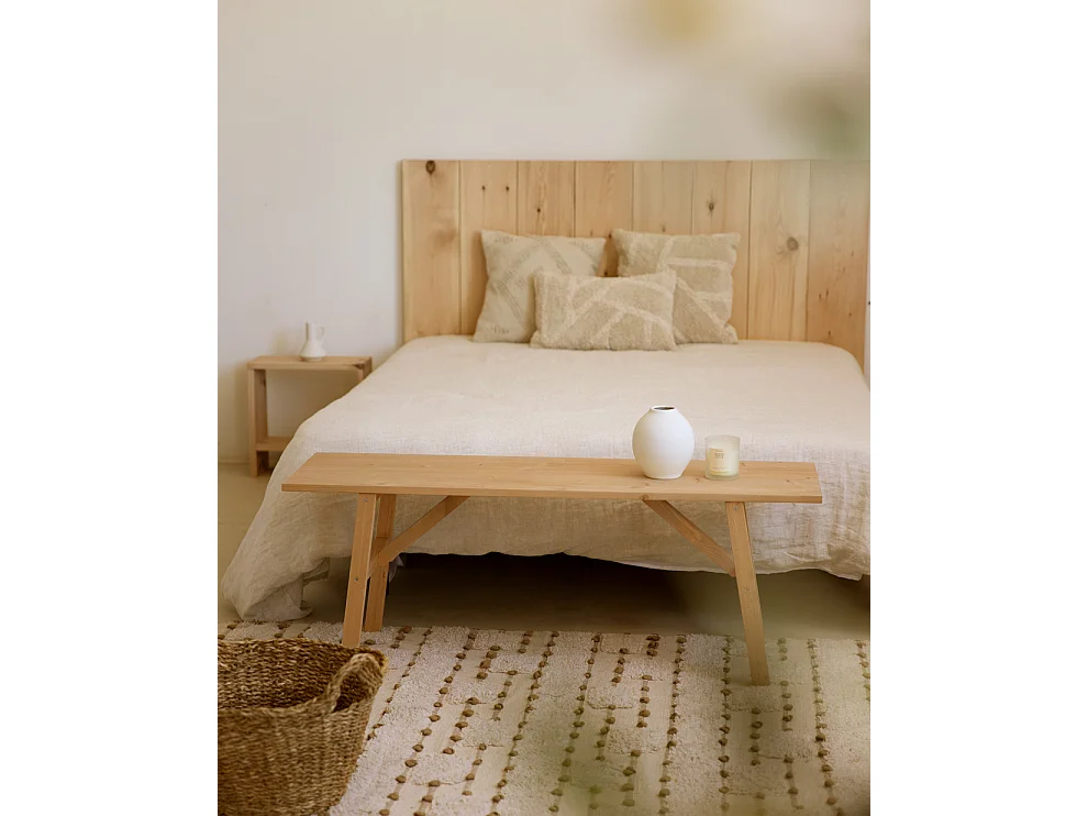 Banqueta de madera maciza en tono roble medio de 120x45cm - SIEP - DECOWOOD