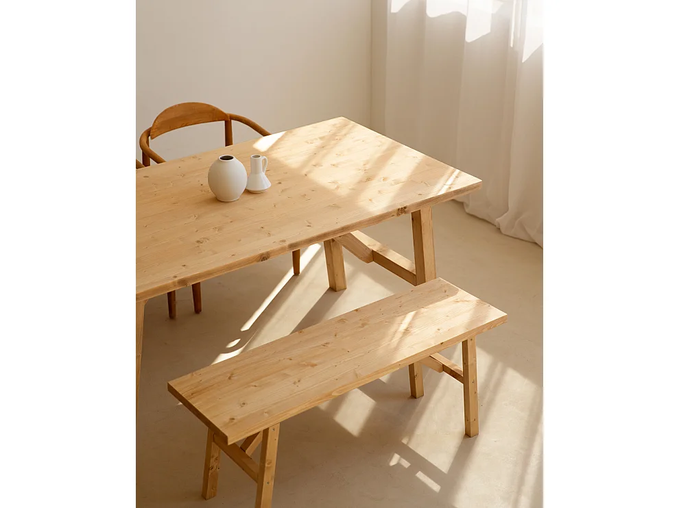 Panca rettangolare in legno masello in tono marrone chiaro 115x45cm - SIEP - DECOWOOD