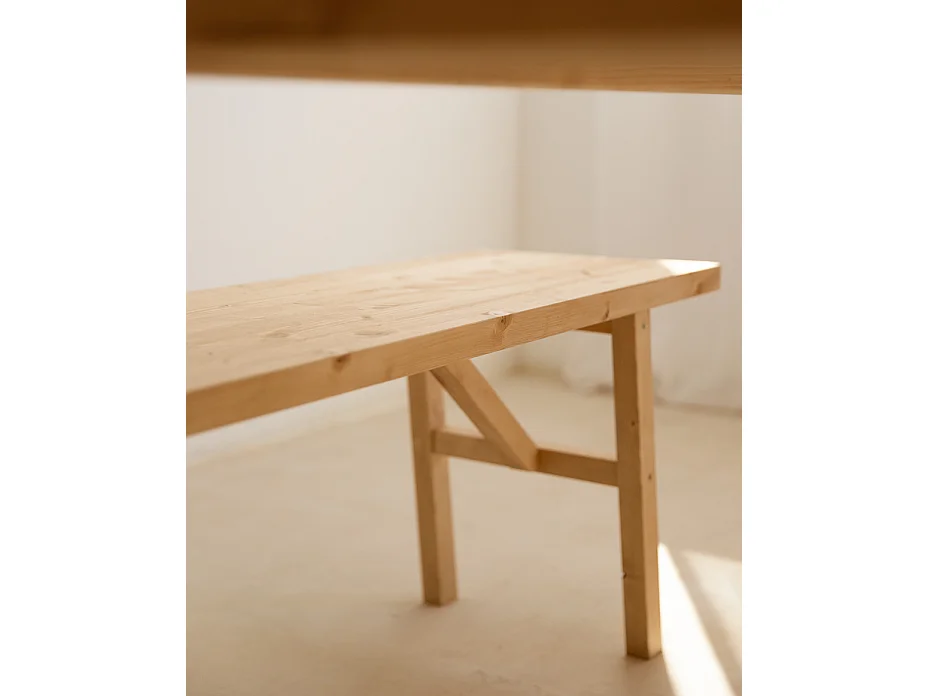 Panca rettangolare in legno masello in tono marrone chiaro 115x45cm - SIEP - DECOWOOD