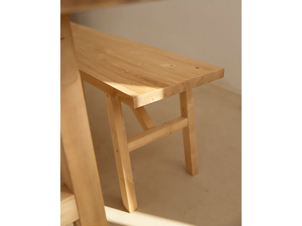 Panca rettangolare in legno masello in tono marrone chiaro 150x45cm - SIEP - DECOWOOD