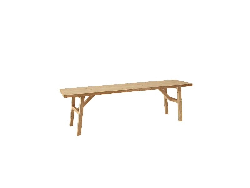 Panca rettangolare in legno masello in tono marrone chiaro 150x45cm - SIEP - DECOWOOD