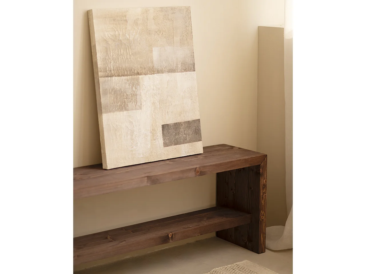 Banc à chaussures en bois de sapin ton marron 145x45cm - TELVA - DECOWOOD