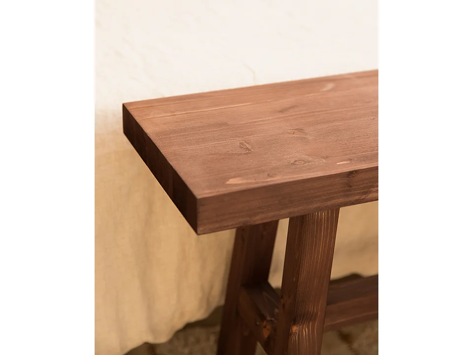 Banqueta de madera maciza en tono nogal de 100x50cm - BATÁN - DECOWOOD