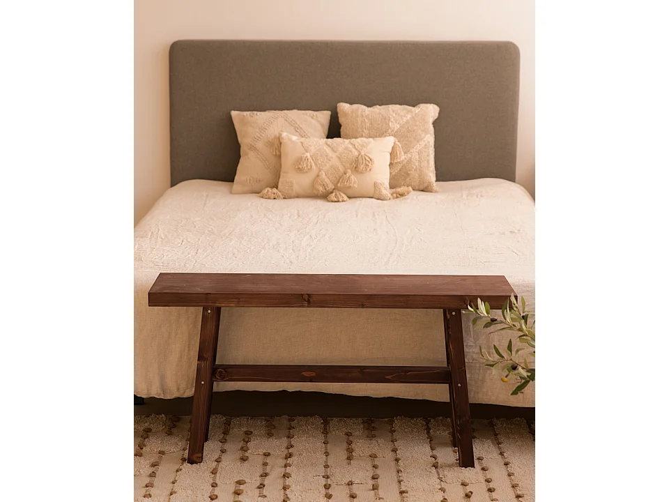 Panca decorativa in legno massello in tono noce 100x50cm - BATÁN - DECOWOOD