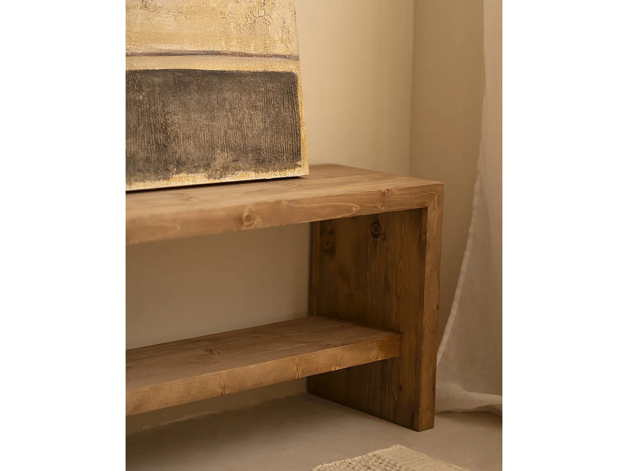 Panca per sacrpe in legno massello in tono rovere scuro 145x45cm - TELVA - DECOWOOD