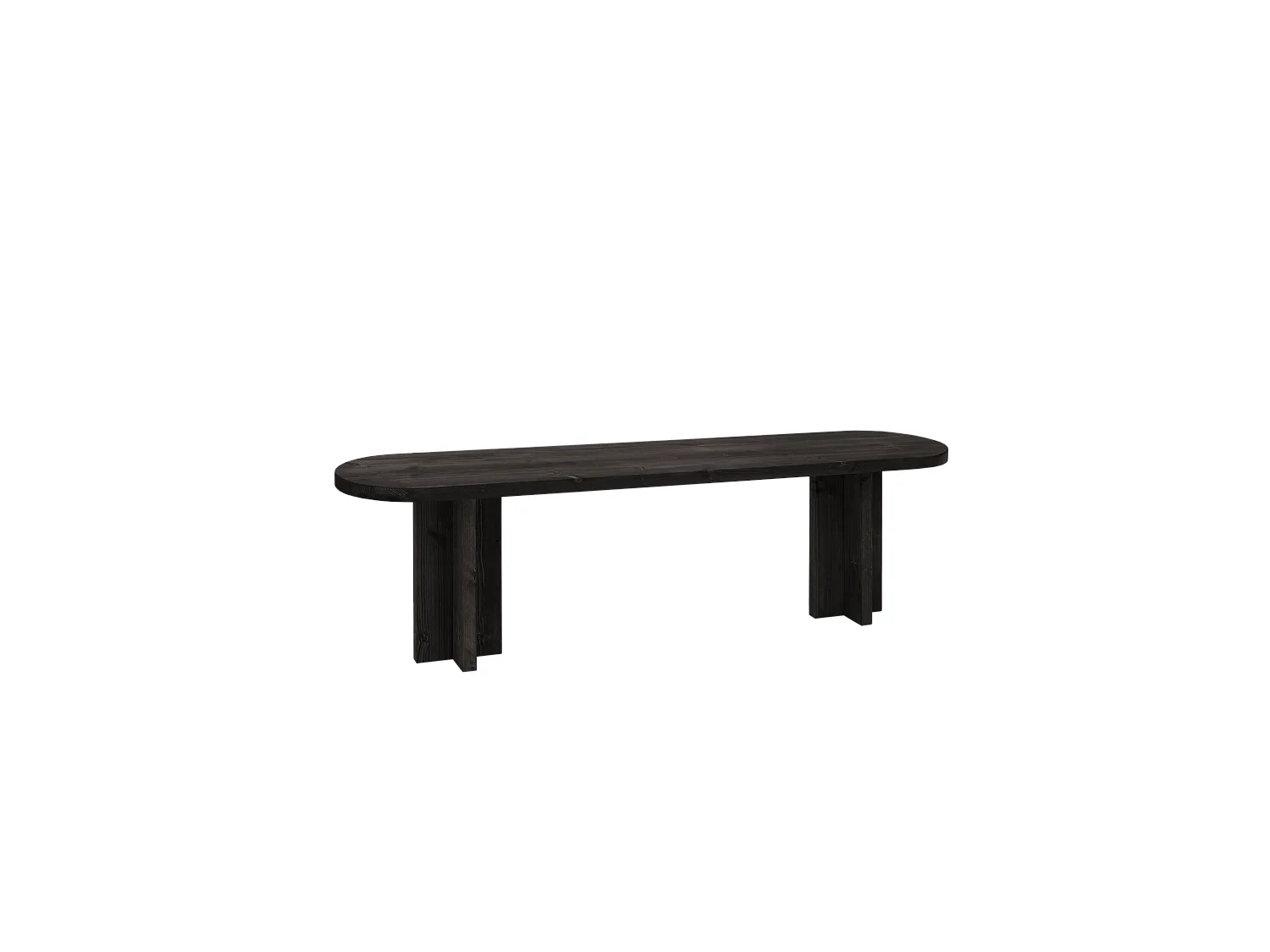 Panca ovale in legno masello in tono nero 120x45cm - TOKYO - DECOWOOD
