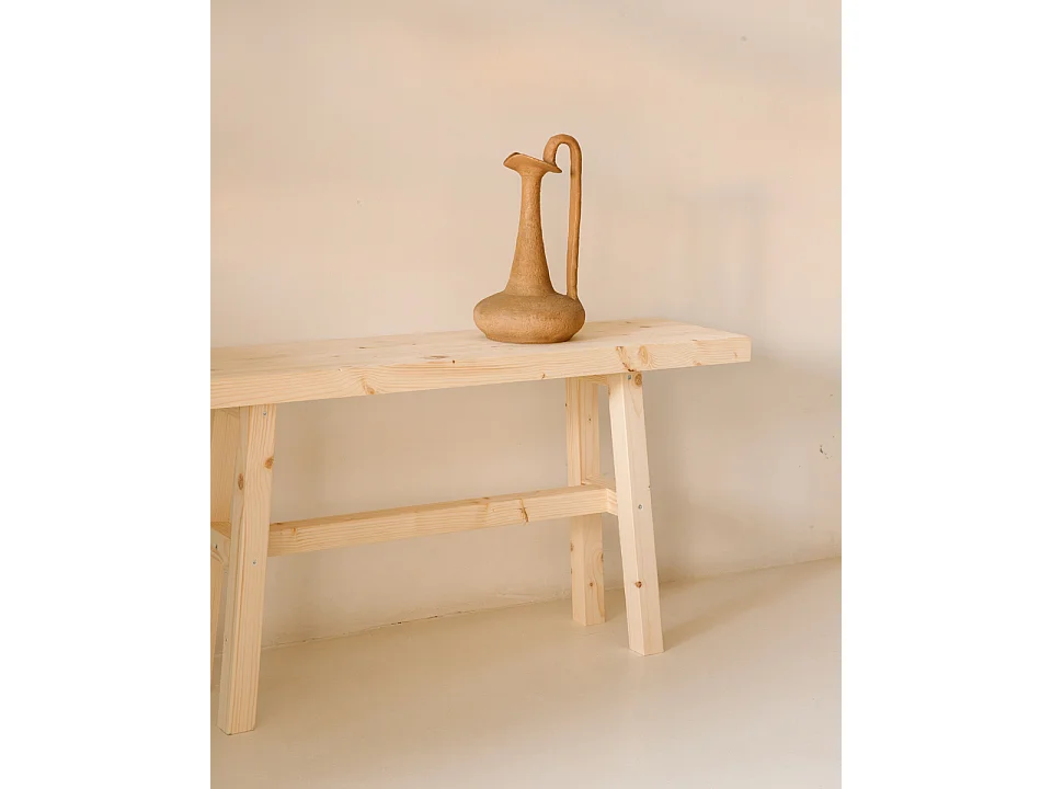 Panca decorativa in legno massello in tono naturale 100x50cm - BATÁN - DECOWOOD