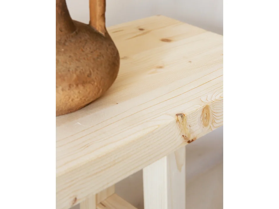 Banqueta de madera maciza en tono natural de 100x50cm - BATÁN - DECOWOOD