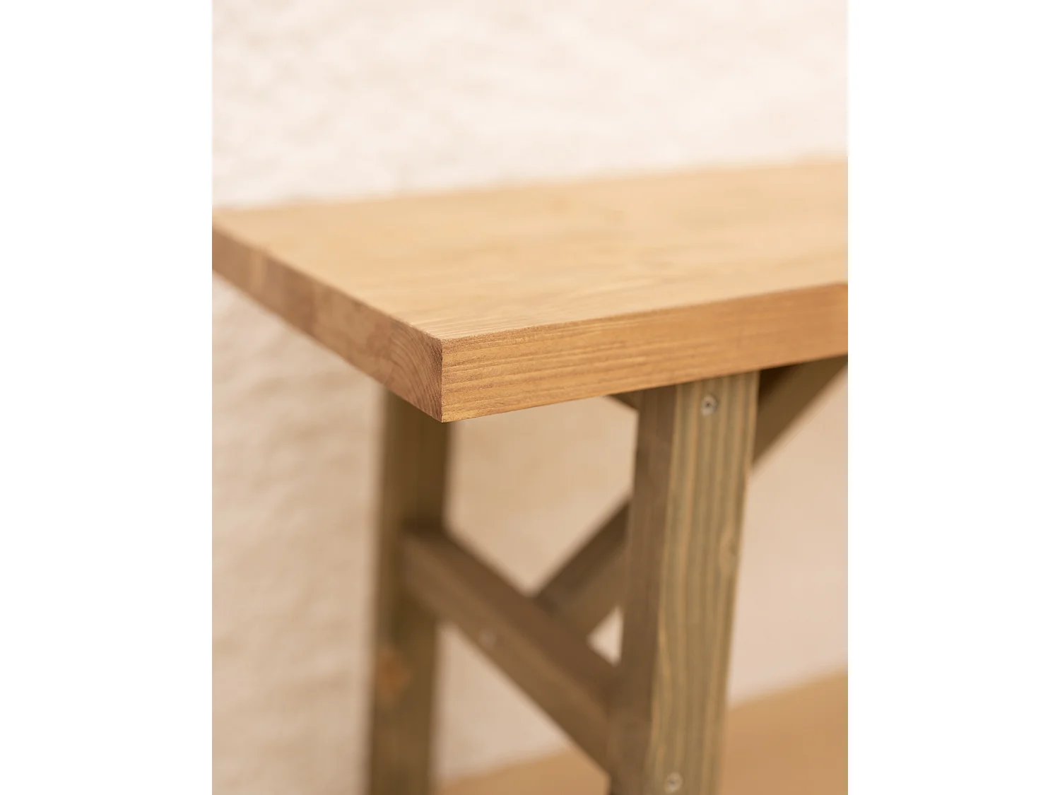 Banco de madera de abeto rectangular Decowood para interiores en color verde de 115x45cm - SIEP - DECOWOOD