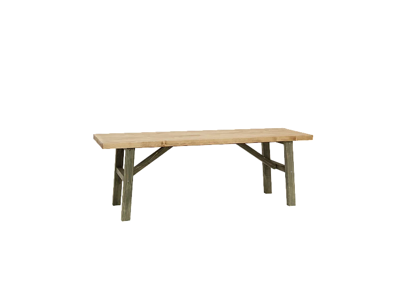 Panca rettangolare in legno masello in tono verde 115x45cm - SIEP - DECOWOOD