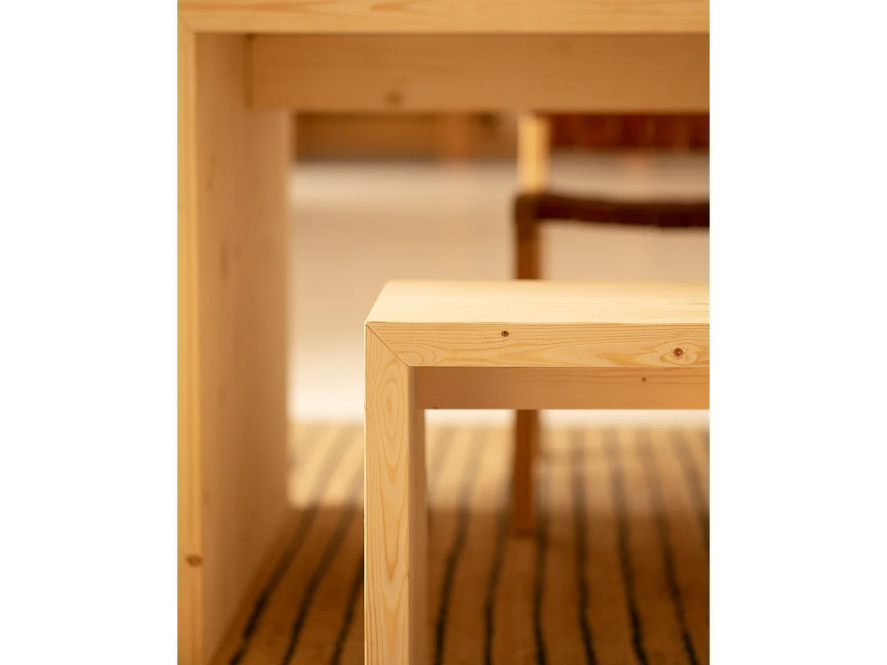 Banco de madera de abeto rectangular Decowood para interiores en color natural de 145x45cm - TELVA - DECOWOOD