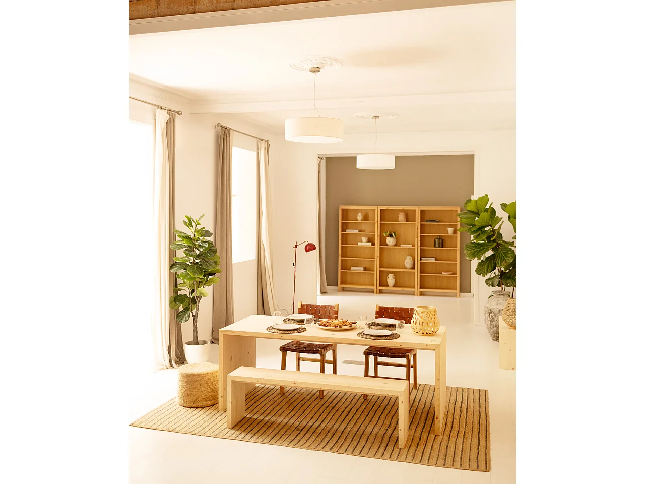 Banc en bois de sapin naturel 145x45cm - TELVA - DECOWOOD