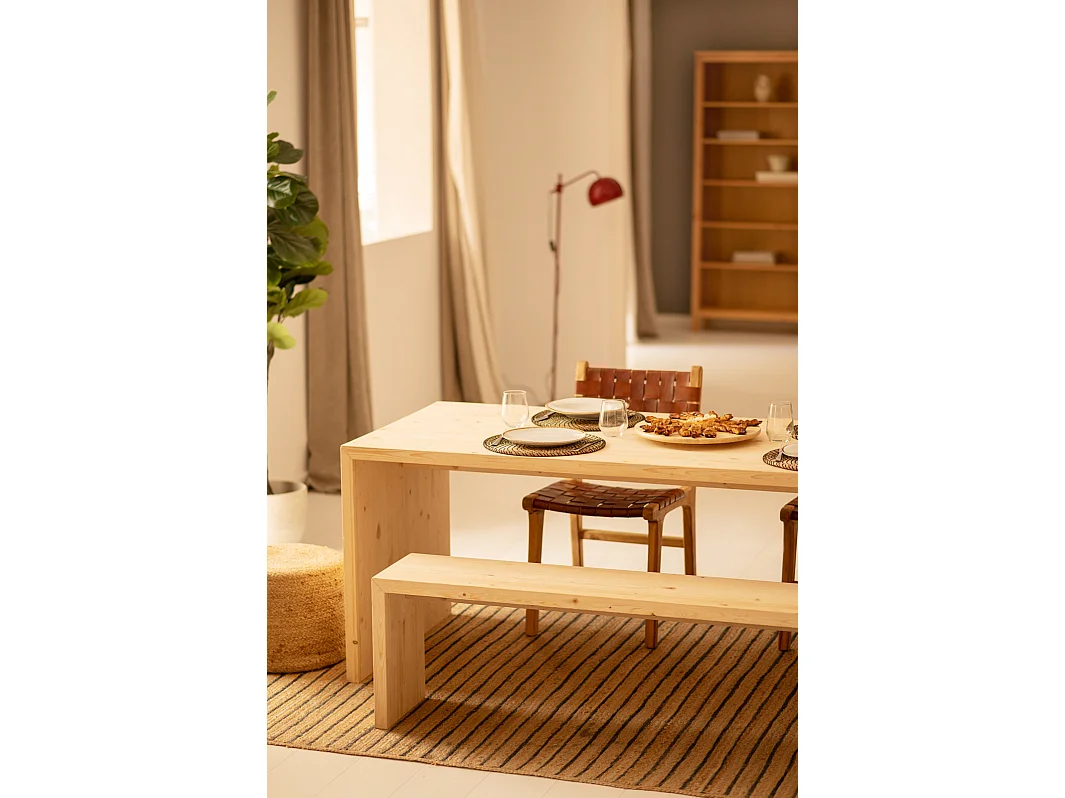 Banc en bois de sapin naturel 145x45cm - TELVA - DECOWOOD